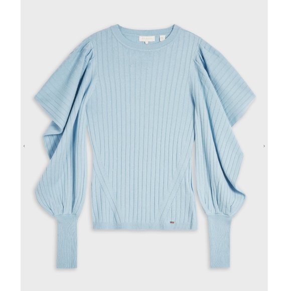 Ted Baker Bubless Extreme Sleeve Knit Sweater light blue size 1 nwt - Picture 6 of 13